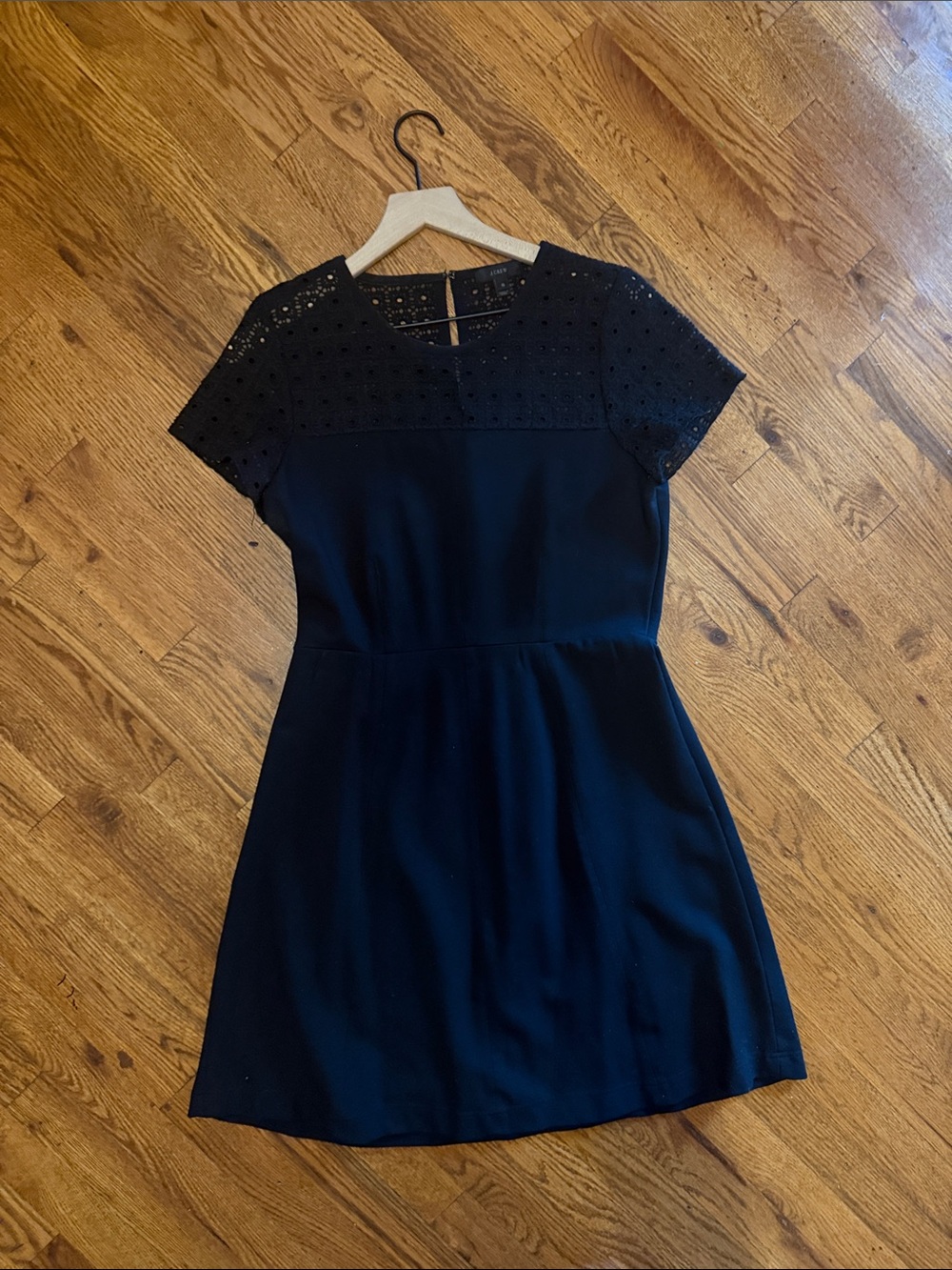 J.Crew Black Eyelet Lace Fit & Flare Dress Size 10